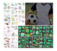 Glow in the Dark Tattoo Stickers, 20 Pcs Soccer Temporary Tattoo Easy to Apply Tattoos Water Transfer Tattoos Suitable for Football Themed Parties, Fan Gatherings, and Football Matches