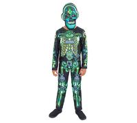 Glow in the Dark Tech Skeleton Fancy Dress Costume Kids Unisex Medium - Age 7-9