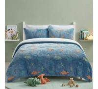 Glow In The Dark Teddy Dinosaur Design Bedding Cute Kids Duvet Set Multi