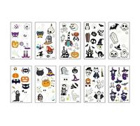 Glow in The Dark Temporary Tattoos for Kids - 10Pcs Non-Toxic Halloween Body Stickers, Birthday Party Favors, Safe Face & Arm Decals for Girls & Boys Ages
