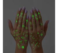 Glow-in-the-Dark Temporary Tattoos for Women Luminous Minimalistic Small Finger Tattoos Tiny Boho Decorations Fine Line Art Fake Tattoo Stickers Kit for Kids and Women