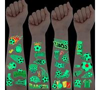 Glow In The Dark Temporary Tattoos Sticker, 10 Sheets Soccer Temporary Tattoos Fake Tattoo Stickers for Football Birthday Party Decorations, Goodie Bags Stuffers(Style B)