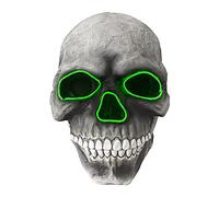 Glow-in-the-Dark Terror Mask - Full Head Latex Helmet with Movable Jaw & Luminous Eyes (Red/Blue/Green) - Ultra-Realistic Halloween, Haunted House & Cosplay Prop