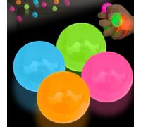 Glow in The Dark That Stick, Sticky Balls, Glow in The Dark Stress Balls Ceiling Balls, Sticky Glow Ball for Kids and Adults Stress (4pcs)