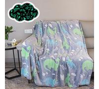 Glow in The Dark Throw Blanket,Dinosaur Pattern Soft Flannel Fleece Blanket,All Season Couch Sofa Nap Blanket for Kids Girls Boys Adults Gifts (Dinosaur B, 130 x 150 cm)