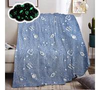 Glow in The Dark Throw Blanket, Galaxy Stars Pattern Soft Flannel Fleece Blanket,All Season Couch Sofa Nap Blanket for Kids Girls Boys Adults Gifts (Space B, 150 x 200 cm)