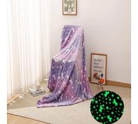 Glow In The Dark Throw Blanket Soft Flannel With Moon, Stars & Unicorns Cozy, Warm & Luminous Gift For Kids & Adults (Pink)