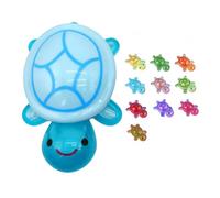 Glow-in-the-Dark Turtle Storage Box with 10pcs Mini Resin Turtles Luminescent Turtle Box Adorable Home Decor Cute Cartoon Storage Resin Crafts Illuminating Figurines (Blue)
