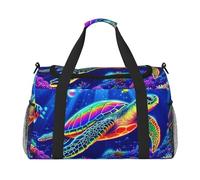 Glow-in-The-Dark Turtles and Coral Reefs Waterproof Weekender Bags Duffel Bag Large Carry On Hand Luggage Bags Foldable Tote Bag for Travel Sports Gym Dance