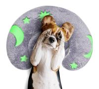Glow-in-the-Dark U-Shaped Calming Pet Pillow for Dogs & Cats, Machine Washable Ultra-Soft Fleece Cover Comforting Neck Support Pillow for Elderly, Weak, Disabled Pets, Luminous for Nighttime (Gray)