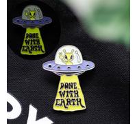 Glow In The Dark Ufo Enamel Pin Badge - Alien Abduction Style Accessory