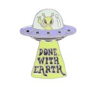 Glow in the Dark UFO Enamel Pin Badge | Cosmic Lapel Pin on Backing Card | Alien Accessory for Believers and Star-Gazers | Fun Gift for UFO Fans | Glow Enamel Detail