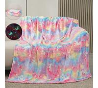 Glow in The Dark Unicorn Blanket, 50" x 60" Luminous Flannel Fleece Blanket for Couch, Bed, School - Birthday Gift for Kids, Adults