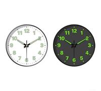 Glow in The Dark Wall Clock with Silent Quartz Movement, Round Shape Featuring Large Readable Numbers, Battery Operated with Tempered Glass for Longevity (A)