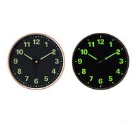 Glow in The Dark Wall Clock with Silent Quartz Movement, Round Shape Featuring Large Readable Numbers, Battery Operated with Tempered Glass for Longevity (D)