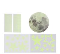 Glow In The Dark Wall Stickers Set for Kids Room, Moon and Stars Decal for Ceiling Decoration, Safe PVC Material, Indoor Use