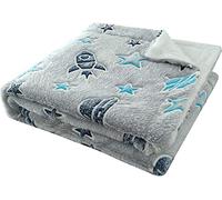 Glow In The Dark Warm Fleece Blanket Space Star Cosy Soft Plush Throw Bedspread (SPACE)