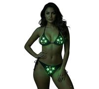 Glow in the Dark Women’s Lingerie Set - Luminous Bikini Style Nightwear, Soft Stretch Comfortable Two Piece Sleepwear, Romantic Gift Idea for Wife, Girlfriend, Her For Anniversary, Honeymoon