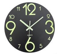 Glow in the Dark Wooden Wall Clock Battery Powered Silent Operation Non Ticking 40cm for Quiet Spaces and Modern Homes (C)