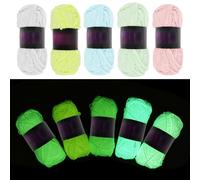 Glow in The Dark Yarn 5x50g, 70m Luminous Crochet Yarn, Polyester Knitting Yarns for Crocheting, Glow Yarns for Christmas Handcraft DIY Projects Hats Blankets Clothes