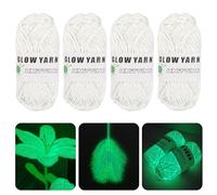 Glow in the Dark Yarn, Pack of 4 Luminous Hand Knitting Yarn, 0.2 mm Diameter, 53 Metres Long, DIY Fabric, Polyester Hand Knitting, Knitting Yarn for Art, Craft, Sewing Beginners (White)