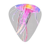 Glow Jellyfish Printed pick set - 12 pieces, thin, medium and thick guitar picks, suitable for guitar, bass, electric guitar and ukulele