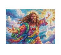 Glow Jesus Sacred Icon 300 Pcs Jigsaw Puzzles Puzzles for Adults Teens Fun Family Game Team Building Stress Reducing Autumn Durable Cardboard 300 PCS