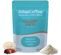 Glow Latte - Adaptogen Mushroom Coffee Latte with Marine Collagen, Lion’s Mane & Reishi - Instant Creamy Collagen Mix - No Added Sugar - Focus, Vitality & Well-Being - 30 Servings - ADAPCOFFEE