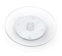 GLOW Lazy Susan Glass Turntable - Elegant Tempered Glass Serving Tray Revolves 360Deg - Rotating Board Plate Dish Table Centrepiece Serve Cakes Cheese Snacks Home Restaurant Dining Xmas Birthday Party