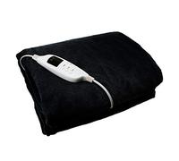 GLOW MASTER UK Electric Heated Blanket Throw Over Soft Fleece Washable Polyester Warm Mattress (Black)