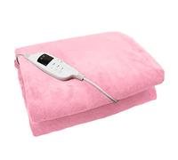 GLOW MASTER UK Electric Heated Throw Baby Pink Over Under Blanket Fleece Bed Washable Soft Mattress