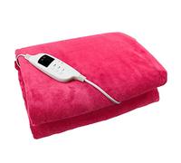 GLOW MASTER UK Electric Heated Throw Fuschia Pink Over Under Blanket Fleece Bed Washable Soft Mattress
