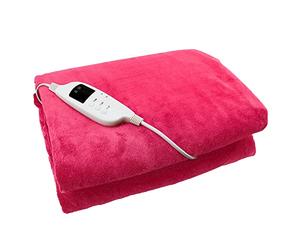 GLOW MASTER UK Electric Heated Throw Fuschia Pink Over Under Blanket Fleece Bed Washable Soft Mattress