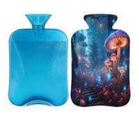 Glow Mushrooms Tropical Forest Hot Water Bottle with Cover, 2L Hot Water Bag for Pain Relief, Neck and Shoulder, Hand Feet Warmer