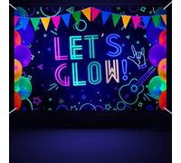 Glow Neon Birthday Banner - Glow in The Dark Black Light Themed Party Photography Background, 5.9x3.9ft