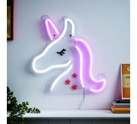 Glow Neon Effect Unicorn LED Kids Wall Light - White & Pink