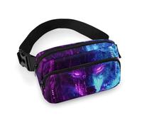 Glow Neon Wolf Unisex Waist Bag Belt Adjustable Crossbody Pack for Travel Running