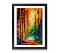 Glow Of The Forest No.4 Framed Print | A2 Black Framed Wall Art | Ready to Hang | Modern Landscape Picture | Living Room Bedroom Lounge Office