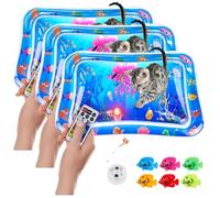Glow Pad for Cats, 2025 Upgrade 24in Lighted Water Mat for Cats, New Multi-Color Lighted Cat Water Mat, Leakproof Interactive Sensory Play Mat for Cat, with Motion-Triggered Light Effects (3 Pcs)