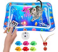 Glow Pad for Cats, 2025 Upgrade Lighted Water Mat for Cats, Thickened Cat Water Bed with Fish, Anti-Scratch Leak Proof Cat Water Toy, Splashland for Kitty, Motion-Triggered Light Effects (Blue-1PC)