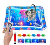 Glow Pad for Cats, Lighted Water Mat for Cats, 24in Multi-Color Glowing Cat Water Mat with Fish, Libiyi GlowPad, Thickened Ocean Breeze Splashland (Blue)
