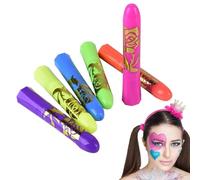 Glow Paint for Skin | Bright Colors Neon Body Paint | Washable Safe Crayon Sticks for Kids Club Birthday Makeup Adults Masquerade Halloween Outdoor Party