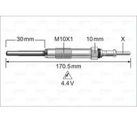 Valeo 345247 Diesel Heater Glow Plug 4.4V M10X1 15Nm 170.5mm Long 10 Spanner PIN