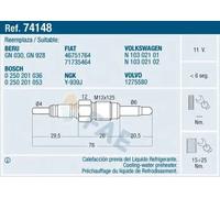 GLOW PLUG FOR AUDI FIAT SEAT FAE 74148