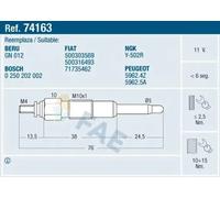 Glow plug 74163 FAE for FIAT RENAULT PEUGEOT CITROËN IVECO