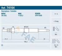 FAE 74164 Glow plug 11V M10x100 LAND ROVER: Defender Off-Road