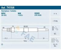 Glow plug 74164 FAE for LAND ROVER DISCOVERY Mk II DEFENDER Station Wagon