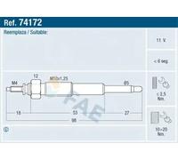 Glow plug 74172 FAE for TOYOTA DAIHATSU