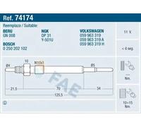 Glow plug 74174 FAE for AUDI VW SKODA