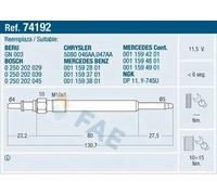 Glow plug 74192 FAE for MERCEDES-BENZ JEEP CHRYSLER
